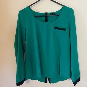Green & black blouse. Buttons down the back.